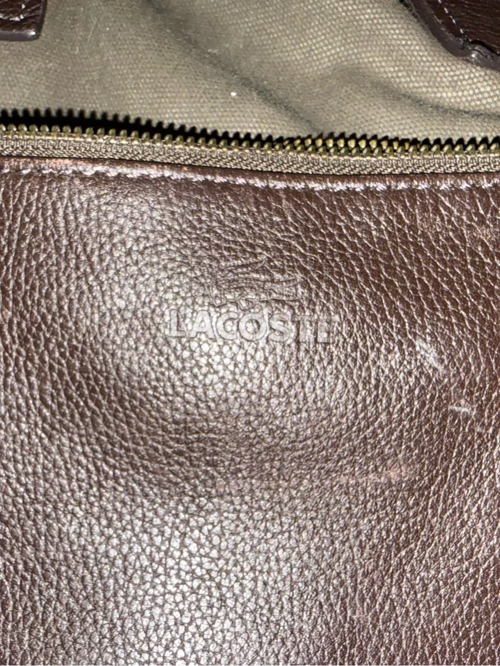 Lacoste… Brown Canvas Crossbody Tote Bag